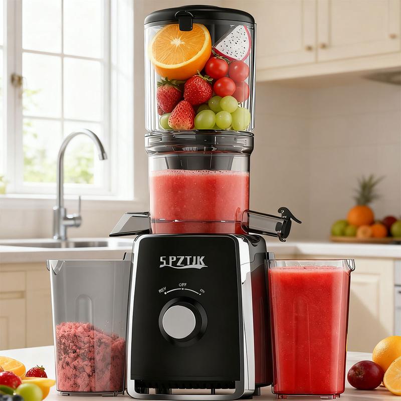 Cold Press Juicer with Large Feed Chute, High Yield, Quiet & Easy to Clean Design