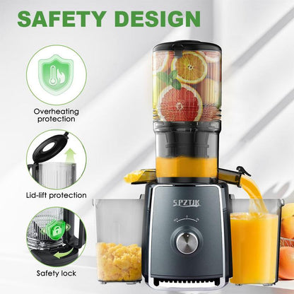 Cold Press Juicer with Large Feed Chute, High Yield, Quiet & Easy to Clean Design