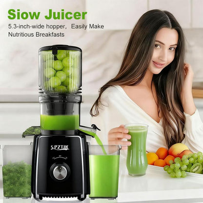 Cold Press Juicer with Large Feed Chute, High Yield, Quiet & Easy to Clean Design