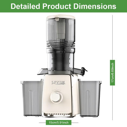 Cold Press Juicer with Large Feed Chute, High Yield, Quiet & Easy to Clean Design